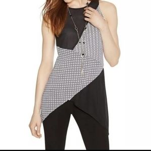 White House Black Market Sleeveless Print Tiered Tunic Top